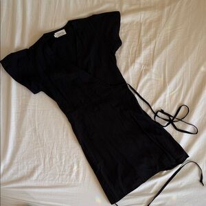 Elegant Black Mini Wrap Dress